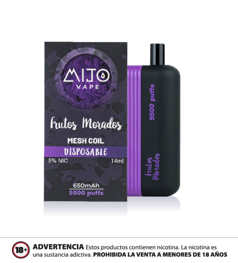 mijo vape 5500 puff recargable frutos morados